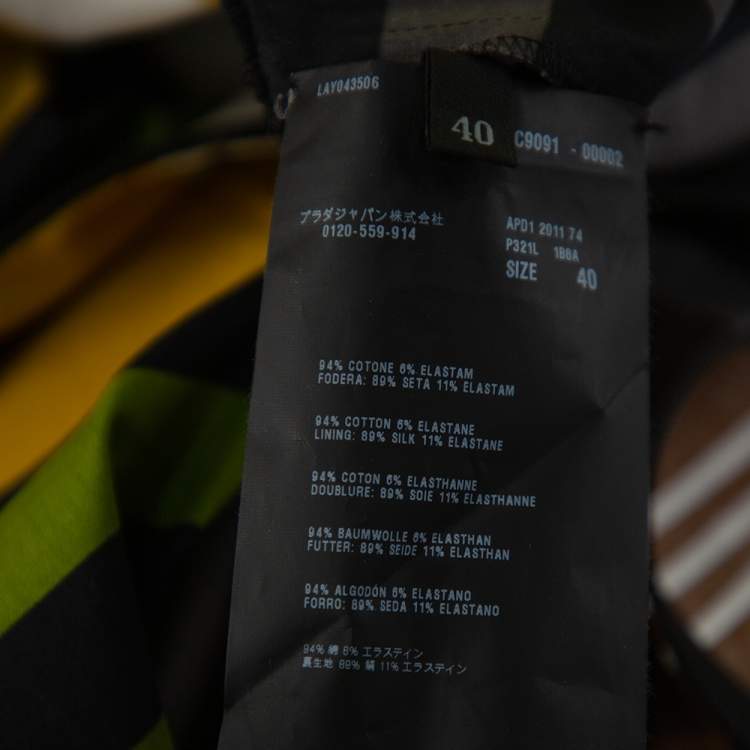 Pre Owned Prada Multicolor Striped Cotton Ruffled Midi Dress S