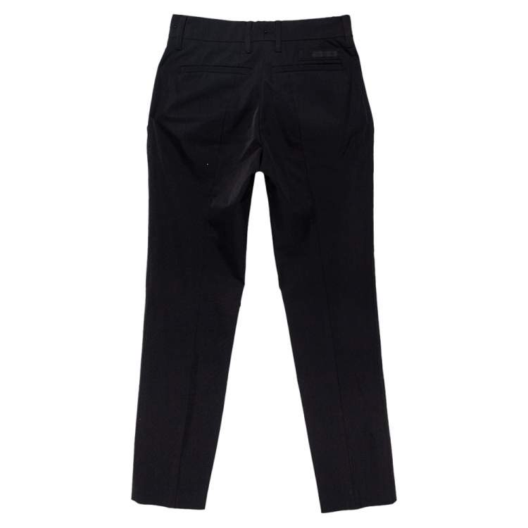 Pre Owned Prada Black Synthetic Tapered Leg Trousers XS