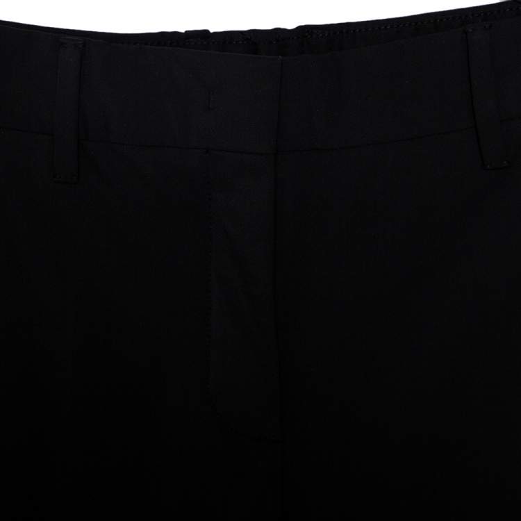 Pre Owned Prada Black Synthetic Tapered Leg Trousers XS