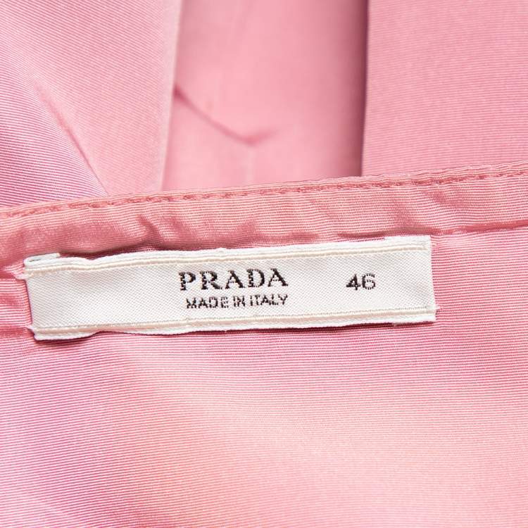 Pre Owned Prada Pink Satin Pleated Mini Skirt L