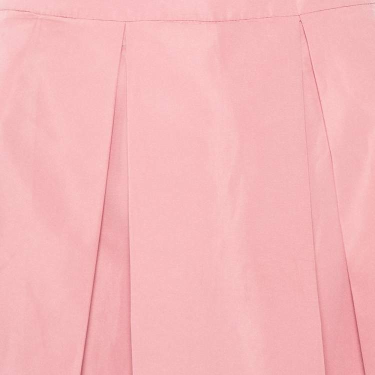 Pre Owned Prada Pink Satin Pleated Mini Skirt L
