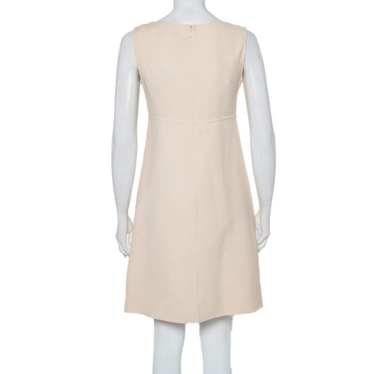 Pre Owned Prada Cream Cotton Sleeveless Midi Dress M