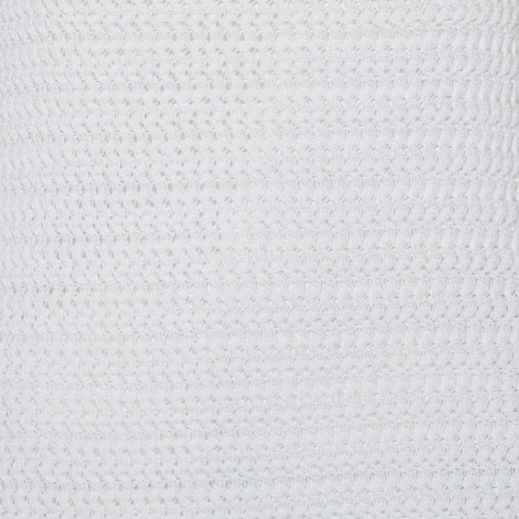 Pre Owned Prada White Crochet Sleeveless Mini Dress M