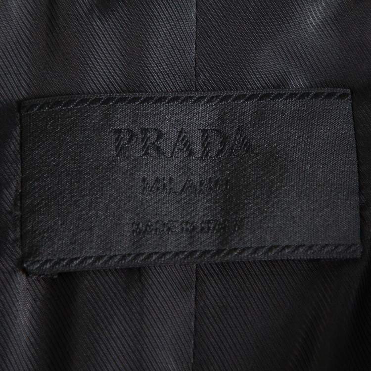 Pre Owned Prada Brown Animal Printed Synthetic Belted Double Breasted Trench Coat M