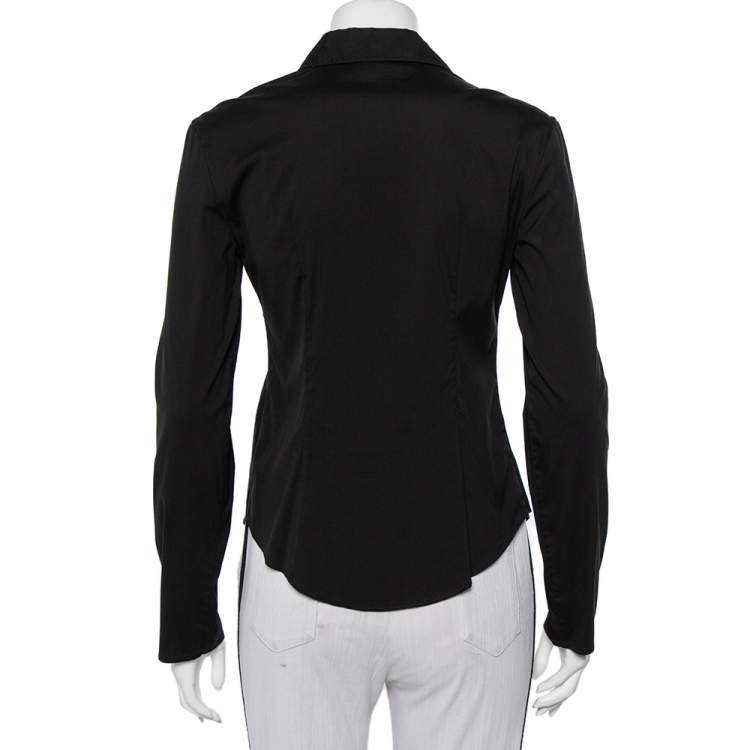 Pre Owned Prada Black Stretch Cotton Button Front Shirt M