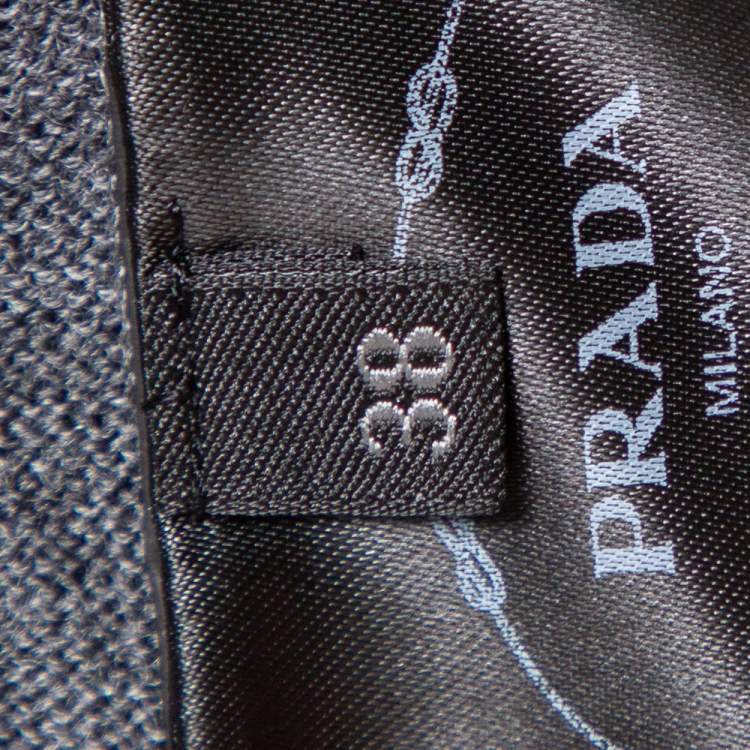 Pre Owned Prada Grey Wool Button Front Cold Shoulder Cardigan S