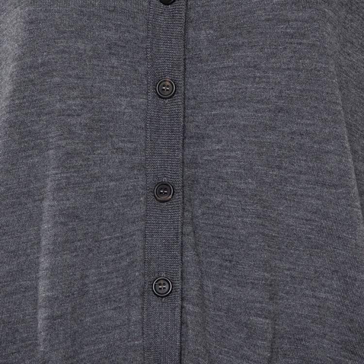 Pre Owned Prada Grey Wool Button Front Cold Shoulder Cardigan S