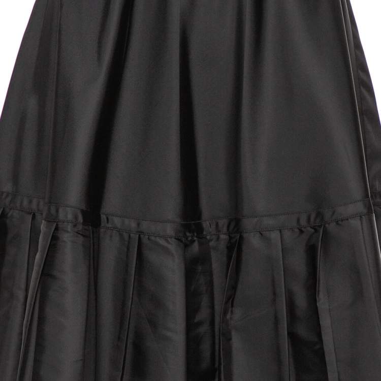 Pre Owned Prada Black Synthetic Pleated Detail Mini Skirt S