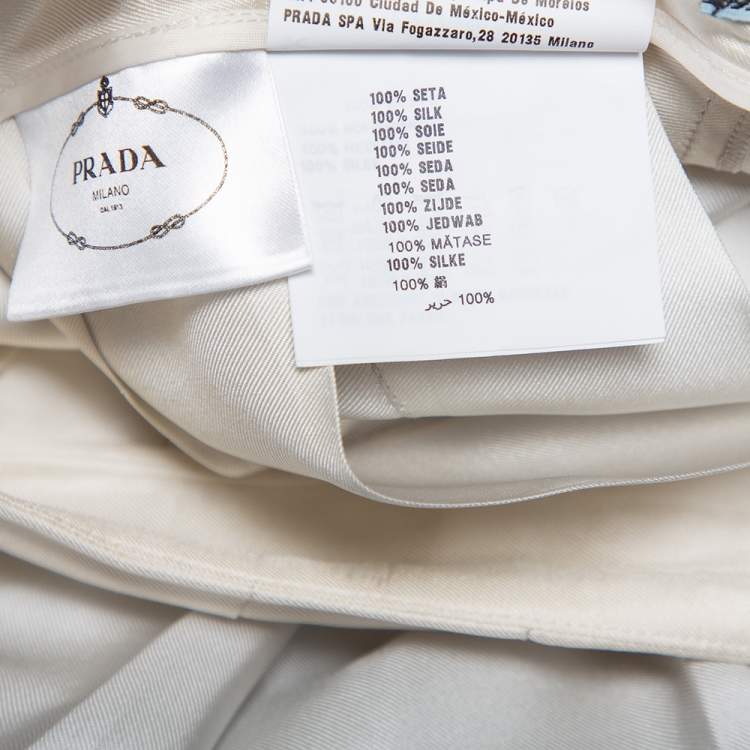 Pre Owned Prada Grey Silk Ombre Effect Pleated Knee Length Skirt S