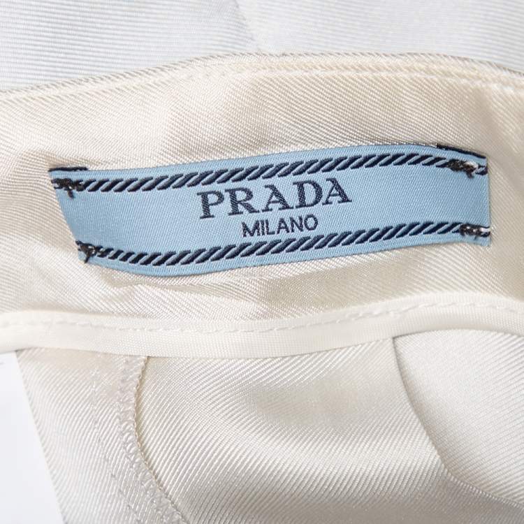 Pre Owned Prada Grey Silk Ombre Effect Pleated Knee Length Skirt S