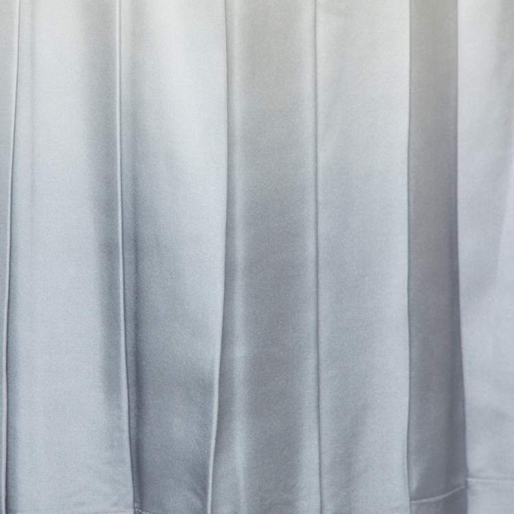 Pre Owned Prada Grey Silk Ombre Effect Pleated Knee Length Skirt S