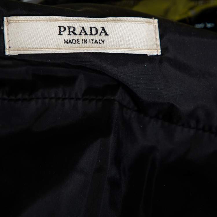 Pre Owned Prada Black Patent Leather Zip Front Jacket M