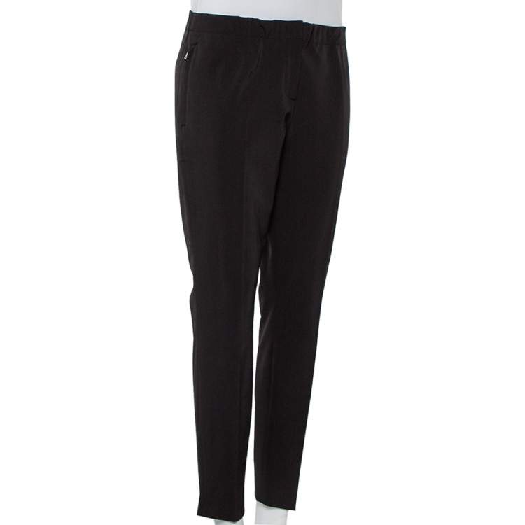 Pre Owned Prada Black Synthetic Tapered Leg Pants M