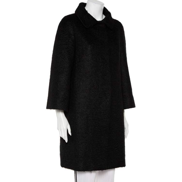 Pre Owned Prada Black Mohair Button Front Coat S