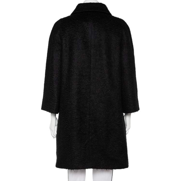 Pre Owned Prada Black Mohair Button Front Coat S
