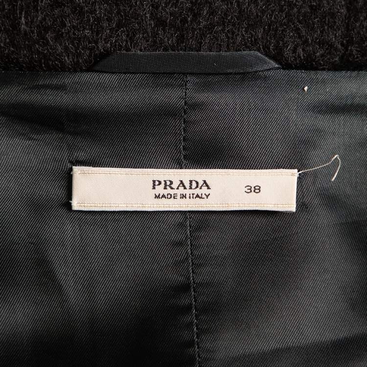 Pre Owned Prada Black Mohair Button Front Coat S