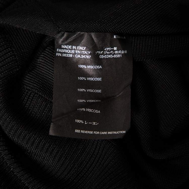 Pre Owned Prada Black Jersey Knit Ruffled Detail Long Sleeve Top M