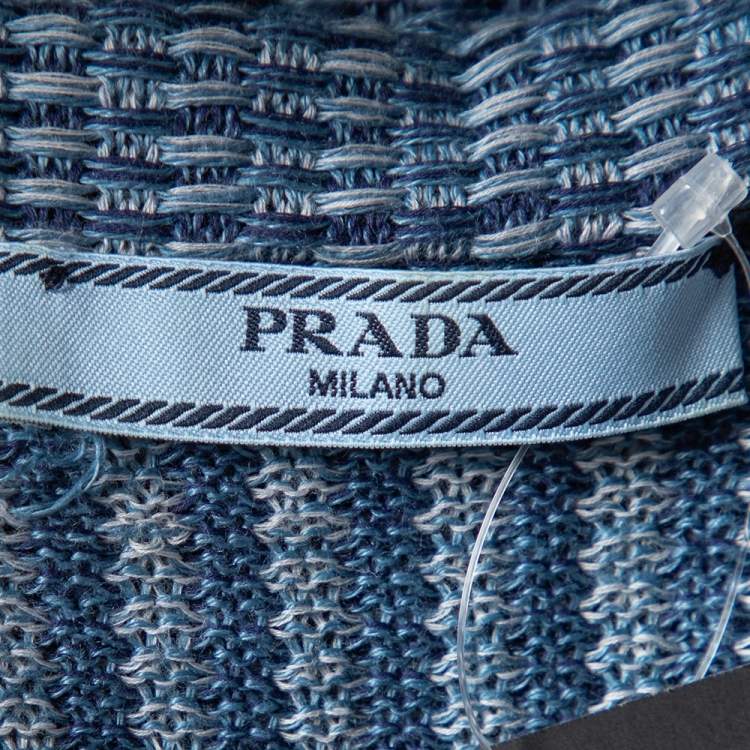 Pre Owned Prada Two Tone Open Knit Shift Dress S 