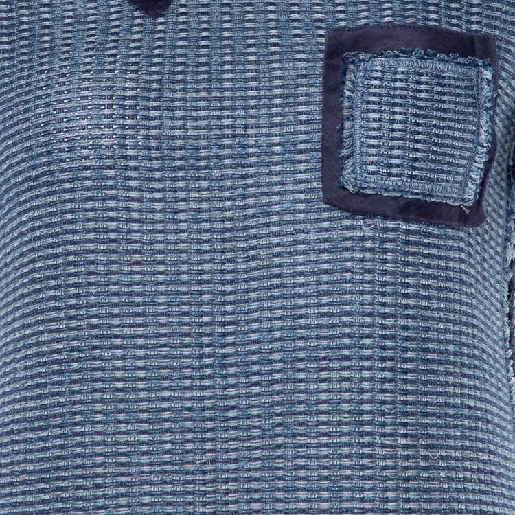 Pre Owned Prada Two Tone Open Knit Shift Dress S 