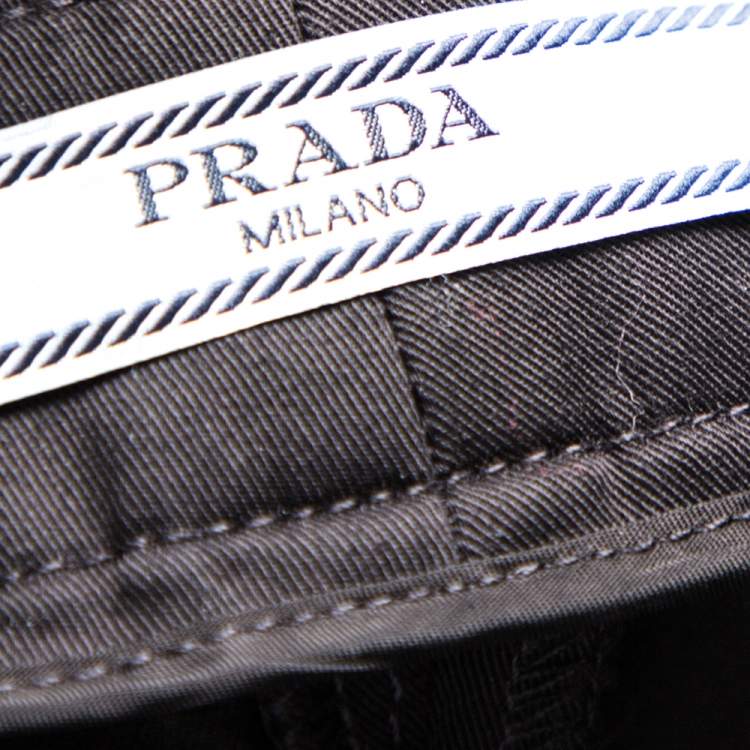 Pre Owned Prada Black Cotton Overlap Button Detail Formal Trousers L 