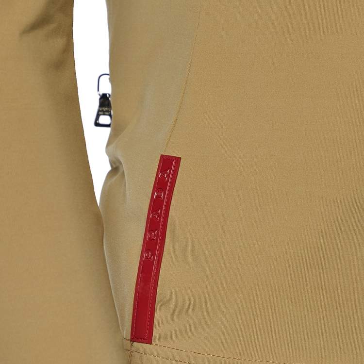 Pre Owned Prada Khaki Jersey Back Pocket Detail Long Sleeve Top L