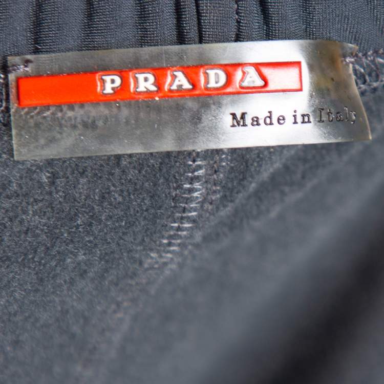 Pre Owned Prada Sport Navy Blue Jersey Flared Leg Pants L