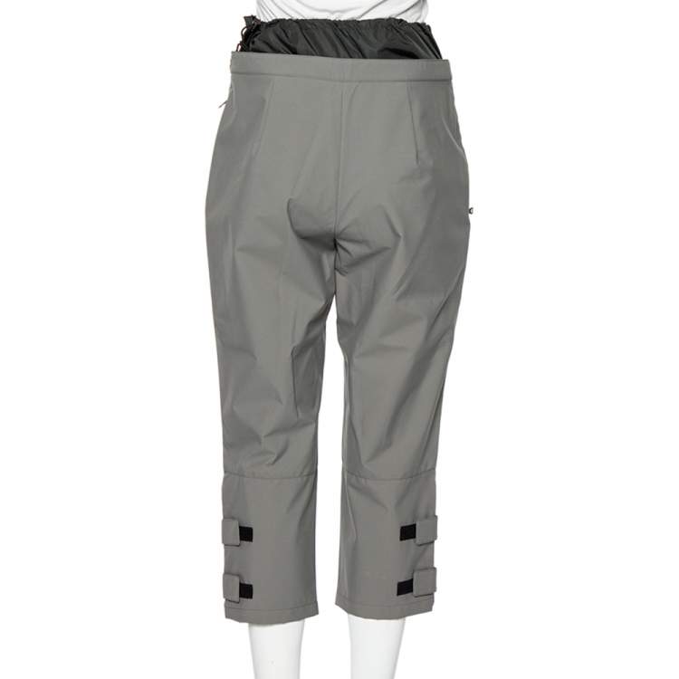 Pre Owned Prada Sports Grey Synthetic Waist Insert Detail Trousers M