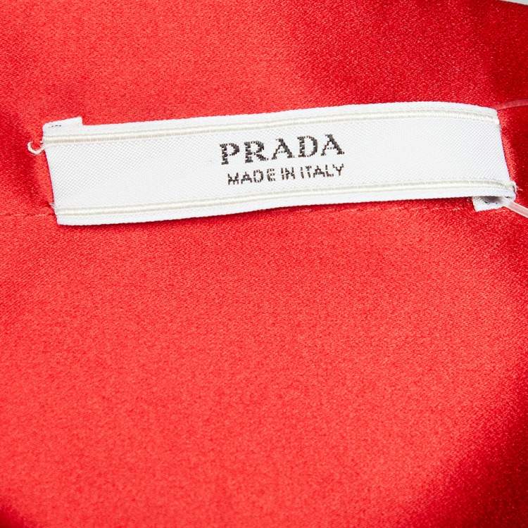 Pre Owned Prada Red Silk Pleated Buttoned Capelet (One Size)