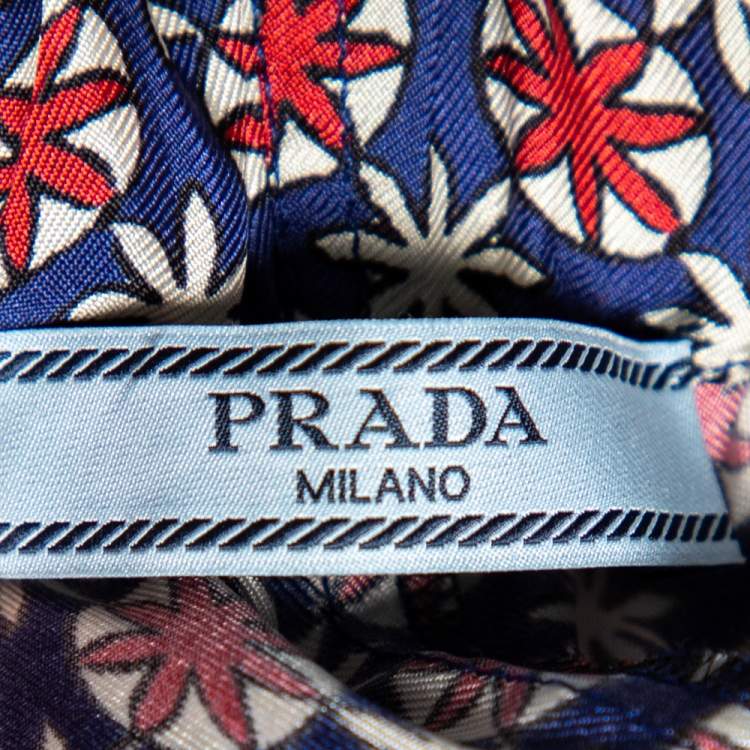 Pre Owned Prada Multicolored Printed Silk Straight Leg Pants XS