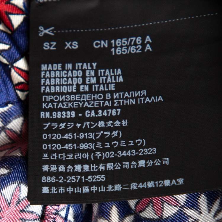Pre Owned Prada Multicolored Printed Silk Straight Leg Pants XS