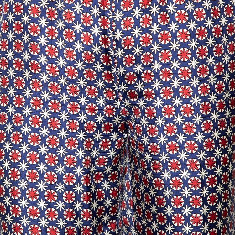 Pre Owned Prada Multicolored Printed Silk Straight Leg Pants XS
