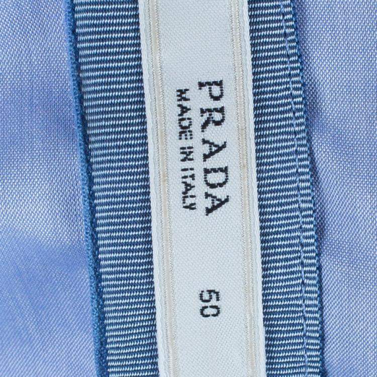 Pre Owned Prada Light Blue Pleated Detail Top XL