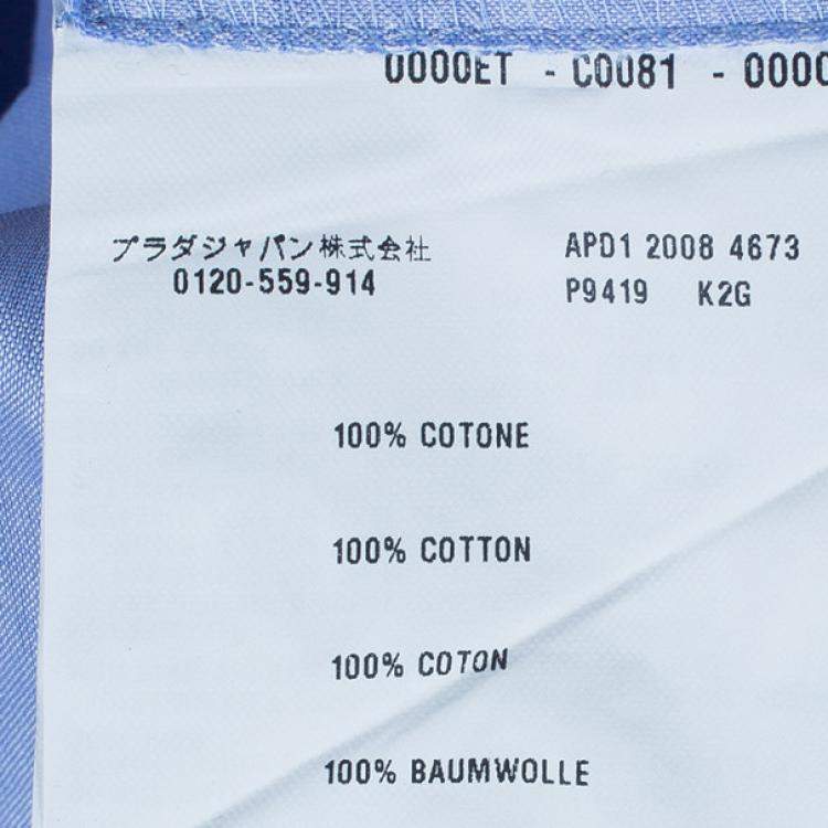 Pre Owned Prada Light Blue Pleated Detail Top XL