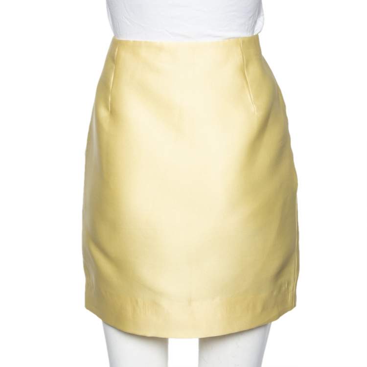 Pre Owned Prada Yellow Silk Mini Skirt M
