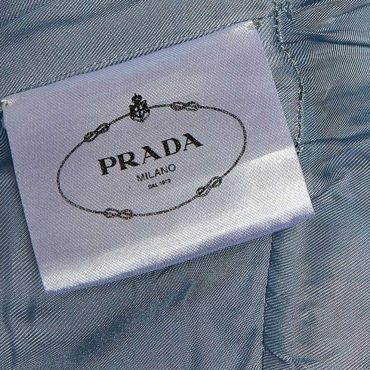 مملوكة مسبقًا Prada Icy Blue Wool & Silk Embellished Detail Sleeveless Gown S