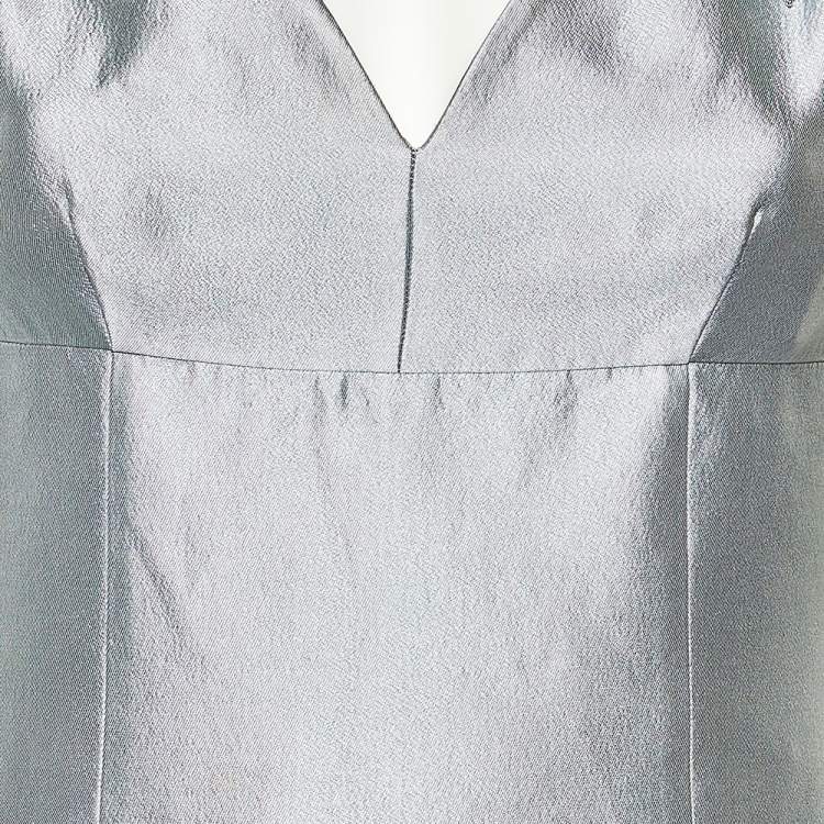 مملوكة مسبقًا Prada Icy Blue Wool & Silk Embellished Detail Sleeveless Gown S
