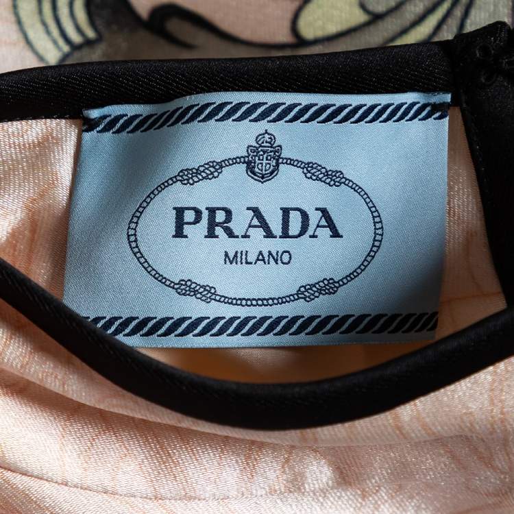 Pre Owned Prada Pale Pink Floral Printed Silk Sleeveless Top S