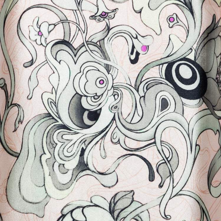 Pre Owned Prada Pale Pink Floral Printed Silk Sleeveless Top S