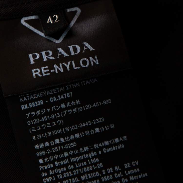 Pre Owned Prada Black Re-Nylon Hooded Zip Front Caban Jacket M