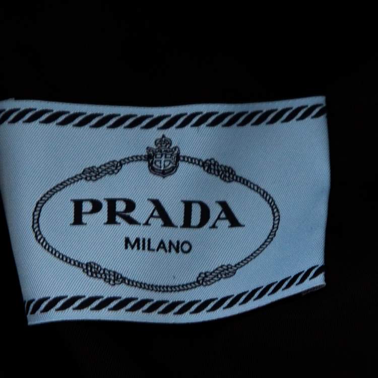 Pre Owned Prada Black Re-Nylon Hooded Zip Front Caban Jacket M