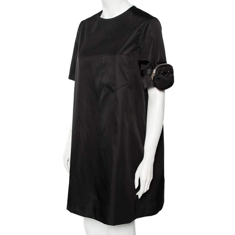 Pre Owned Prada Black Re-Nylon Shift Dress M