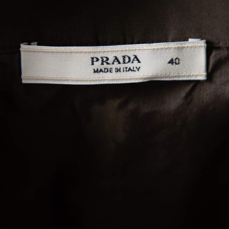 Pre Owned Prada Dark Green Synthetic Sleeveless Sheath Dress S