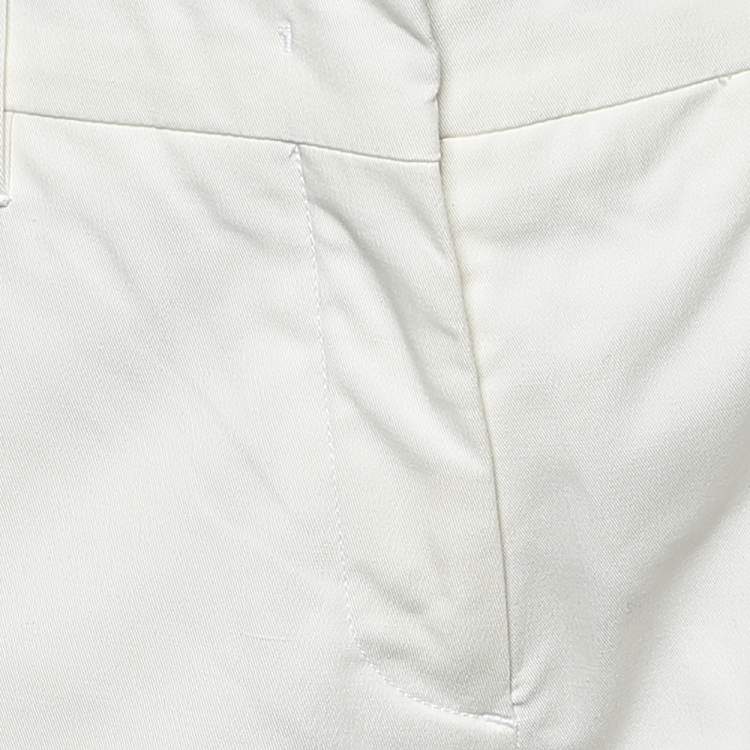 Pre Owned Prada White Cotton Straight Leg Pants M