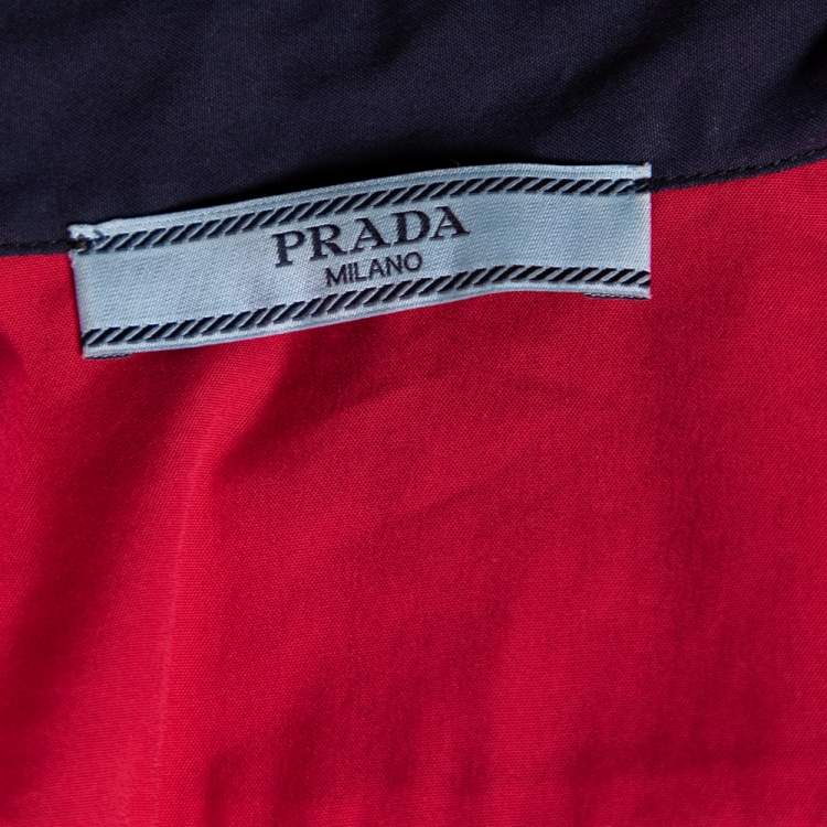 Pre Owned Prada Fuchsia Pink Cotton Contrast Collar Detailed Button Front Shirt S