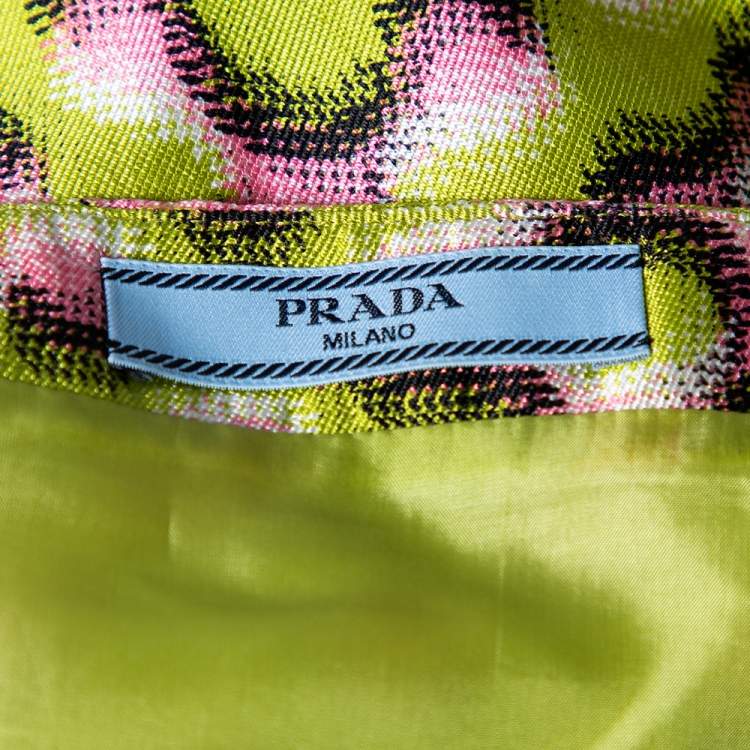 Pre Owned Prada Green Printed Silk Sleeveless Dress M 