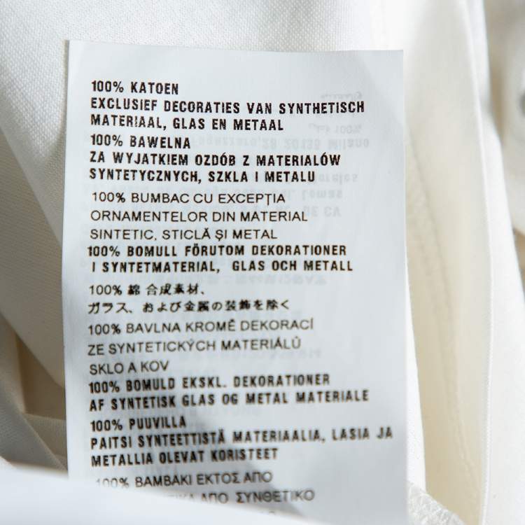 Pre Owned Prada White Printed & Embellished Detailed Cotton Short Sleeve T-Shirt M