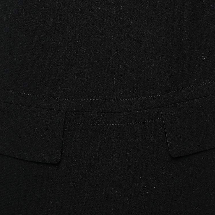 Pre Owned Prada Black Wool Drop Waist Detail Shift Dress M