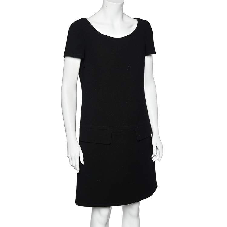 Prada Black Wool Drop Waist Detail Shift Dress M Prada | TLC