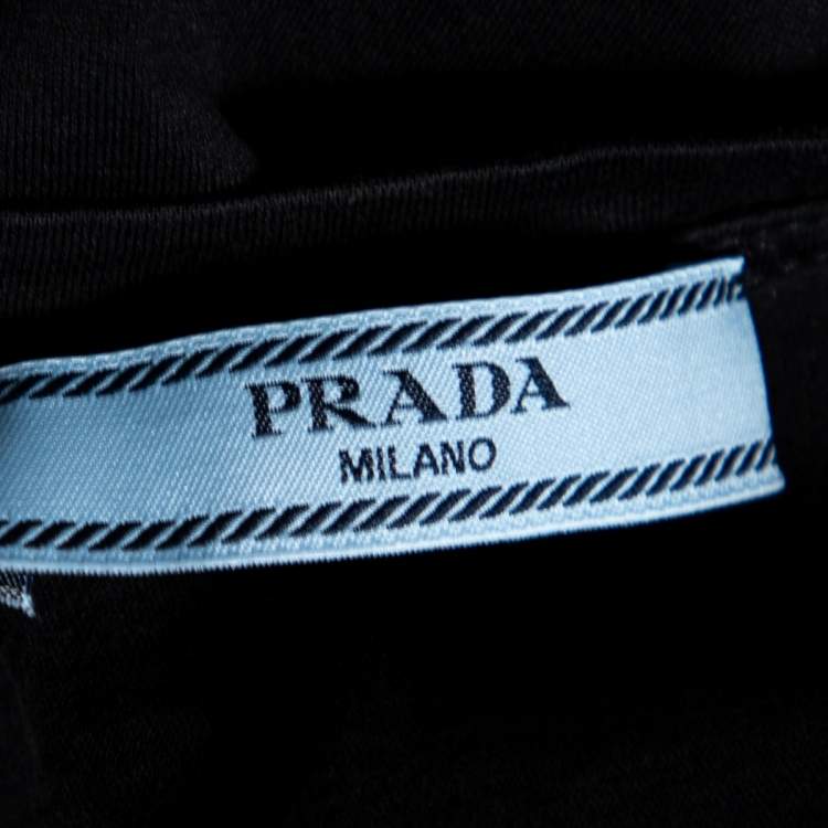Pre Owned Prada Black Logo Printed Cotton Short Sleeve T-Shirt S