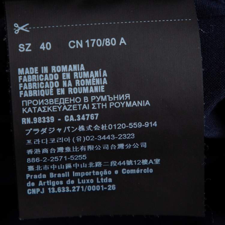 Pre Owned Prada Navy Blue Cotton Logo Printed Short Sleeve T-Shirt S